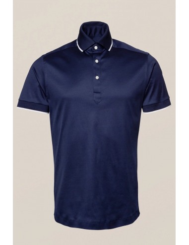 Polo bleue en jersey en fil d’Écosse shop