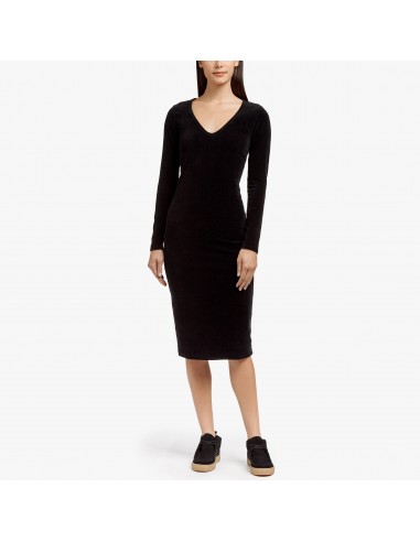 Knit Corduroy Long Sleeve Dress - Black français