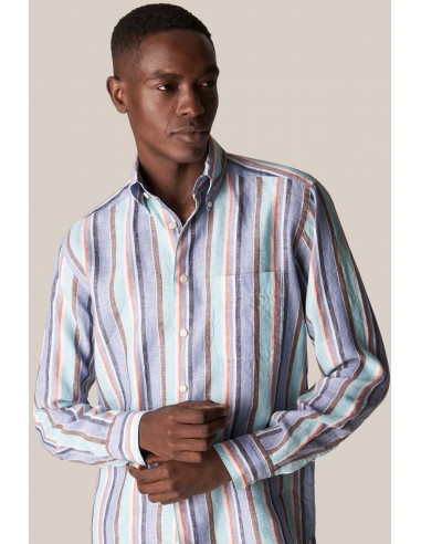 Chemise en lin multi-rayures Découvrez la collection