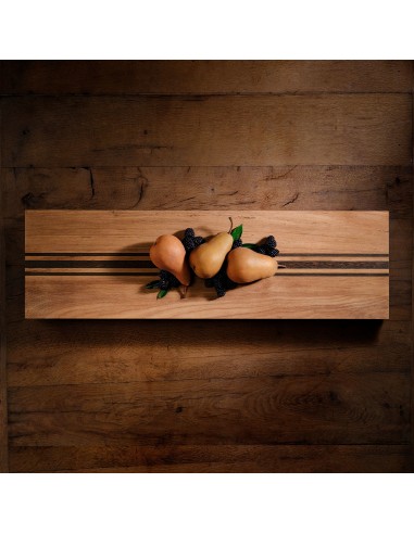 9X30" Teak Serving Board - Teak/Natural Finish with Triple Stripe Venez découvrir notre 