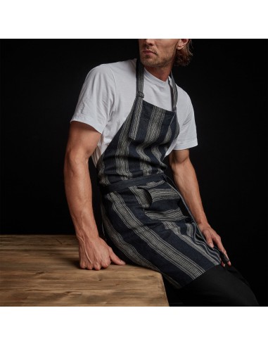 Stripe Chef's Apron With Pocket - Navy Stripe Dans la société mordern