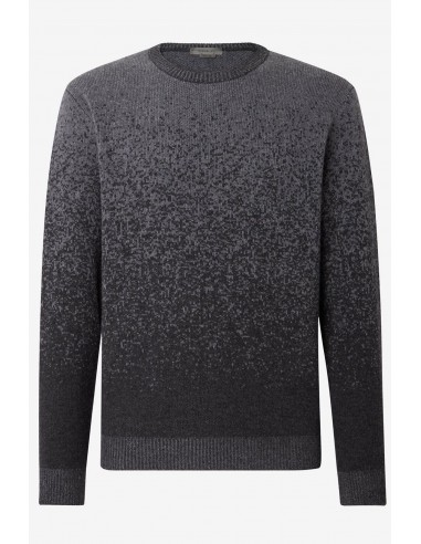 Pull en laine et cachemire à motif pixellisé gris brillant des détails fins