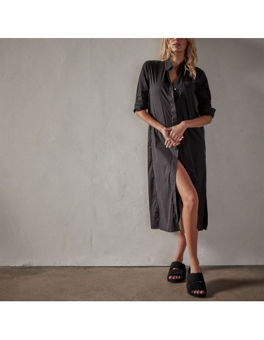 Matte Stretch Poplin Shirt Dress - Black sélection de produits