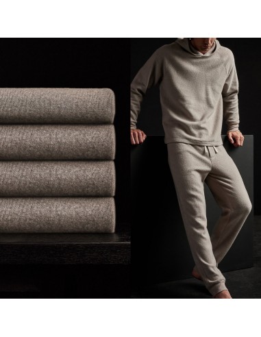 Men's Thermal Knit Lounge Set With Cashmere Blanket - Dapple/Taupe Melange français