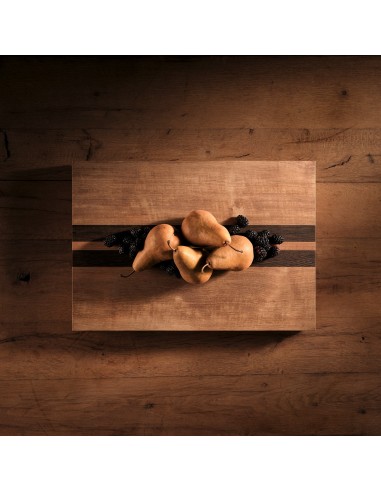 14X20" Teak Serving Board - Teak/Natural Finish with Double Stripe Jusqu'à 80% De Réduction