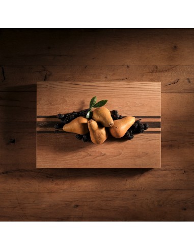 14X20" Teak Serving Board - Teak/Natural Finish with Triple Stripe Dans la société mordern