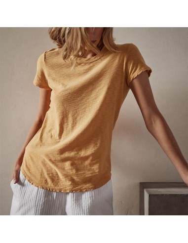 Sheer Slub Crew Neck Tee - Apricot le des métaux précieux