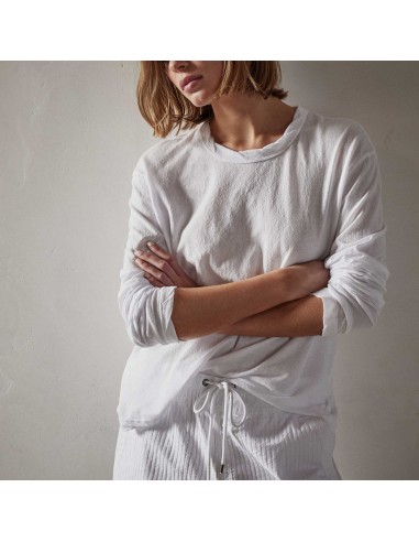 Crepe Jersey Oversized Long Sleeve Crew - White les ctes