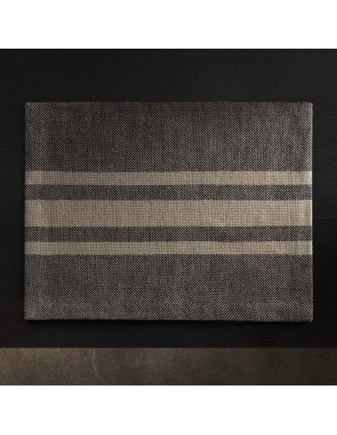 Heavy Triple Stripe Placemat - Black/Beige JUSQU'A -70%! 