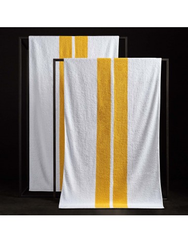 Double Stripe Beach Towel - White/Crocus Yellow À commander