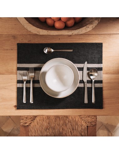 Three Stripe Placemat - Black/ Natural destockage