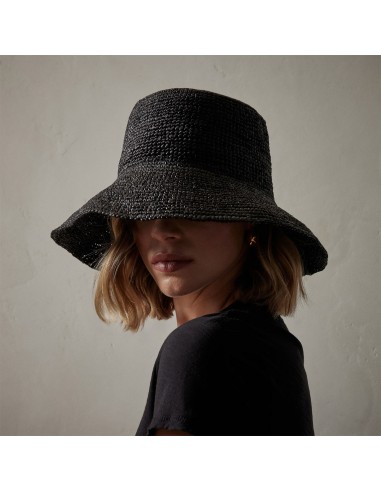 Crochet Bucket Hat - Black pas chere