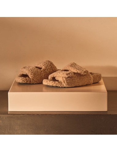 Women's Double Strap Shearling Slide - Taupe pas cher 