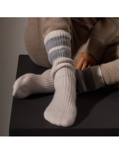 Long Chunky Cashmere Sock - Pearl/Heather Grey Fin de série