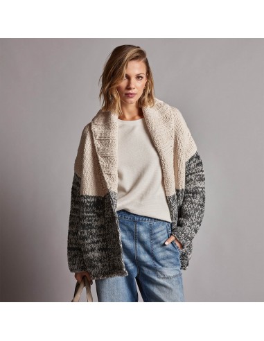 Chunky Knit Cardigan - Ivory/Grey Marl ou a consommer sur place