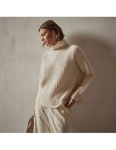 Ribbed Cashmere Funnel Neck - Ivory d'Europe débarque