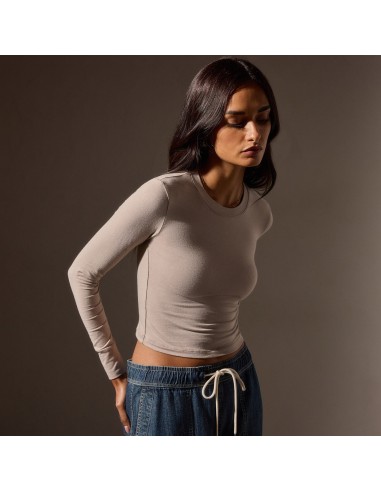 Long Sleeve Cropped Tee - Nude en linge