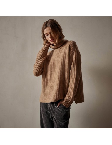 Ribbed Cashmere Funnel Neck - Caramel Pour