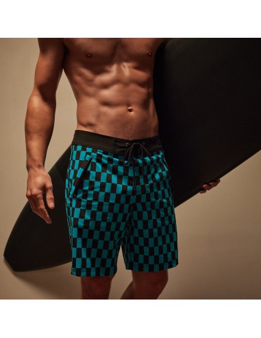 Checkered Boardshort - Black/Blue Lagoon outlet