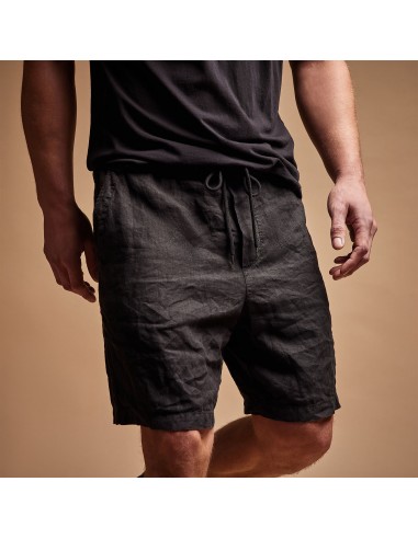 Relaxed Fit Linen Short - Black les muscles