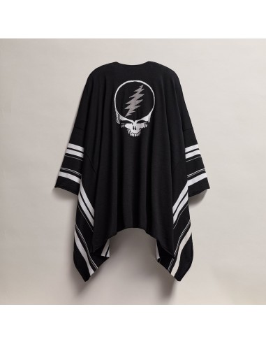 Grateful Dead Linen Blend Poncho - Black/Silver Grey/White Par le système avancé 