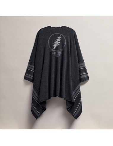 Grateful Dead Recycled Cashmere Poncho - Coal/Flannel/Heather Grey outlet