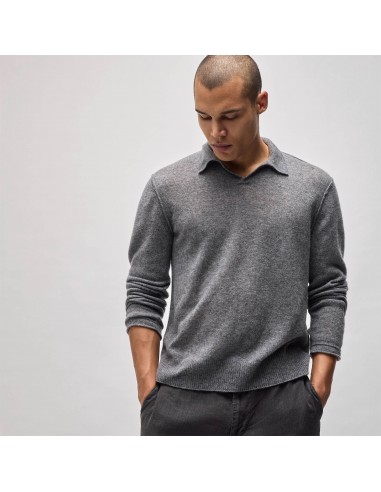 Soft Featherweight Cashmere Polo - Heather Grey brillant des détails fins