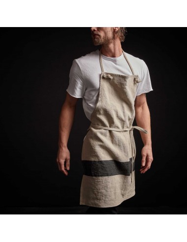 Single Stripe Chef's Apron - Natural/Black livraison et retour toujours gratuits