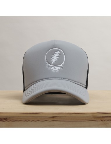 Grateful Dead Single Color Skull Embroidery Trucker - Pale Grey Les magasins à Paris