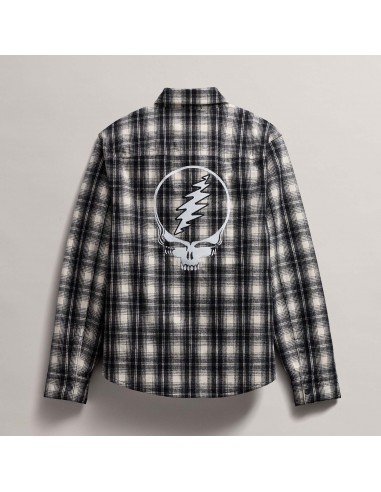 Men's Grateful Dead Sherpa Lined Plaid Jacket - Black/White une grave pollution 