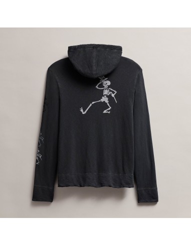 Men's Grateful Dead Dancing Skeleton Full Zip Hoodie - Carbon Pigment de pas cher