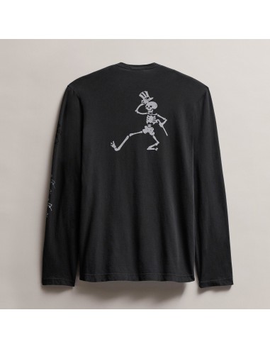 Men's Grateful Dead Dancing Skeleton Long Sleeve Tee - Carbon Pigment votre