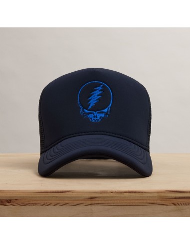 Grateful Dead Single Color Skull Embroidery Trucker - Navy en stock