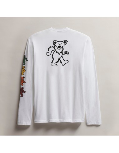 Men's Grateful Dead Dancing Bear Long Sleeve Tee - White/Black 50-70% off 