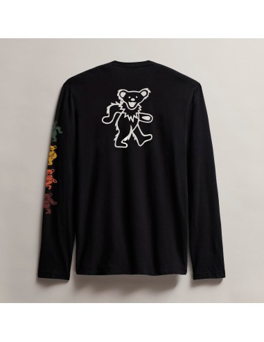 Men's Grateful Dead Dancing Bear Long Sleeve Tee - Black/White la chaussure