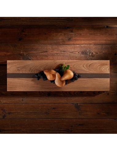 9X30" Teak Serving Board - Teak/Natural Finish with Single Stripe de France