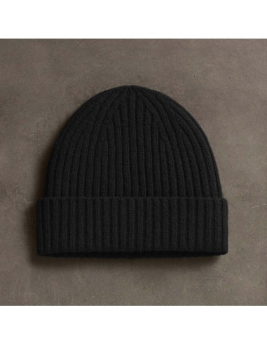 Recycled Cashmere Ribbed Beanie - Black Les magasins à Paris