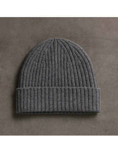 Recycled Cashmere Ribbed Beanie - Grey Felt commande en ligne