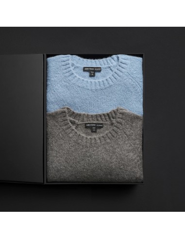 Men's Lightweight Textured Cashmere Crew Gift Set - Thunder/Azure rembourrage situé sous