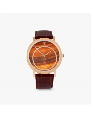 Prezioso Watch With Tiger Eye, Black Italian Leather and Rose Gold Plated Stainless Steel le concept de la Pate a emporter 