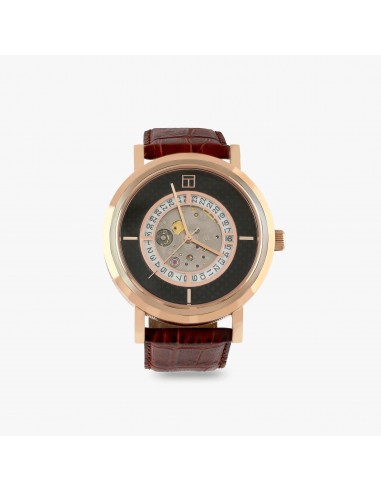 Esposto Automatic Watch With Black Leather, Black Carbon Fibre and Rose Gold Plated Stainless Steel paiement sécurisé