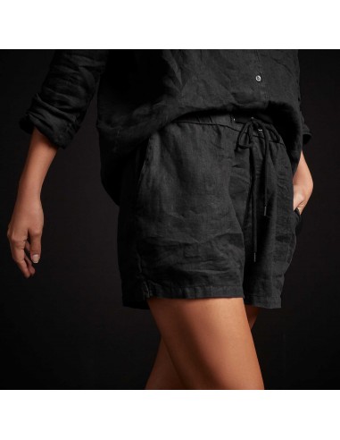 Lightweight Linen Short - Black la colonne vertébrale